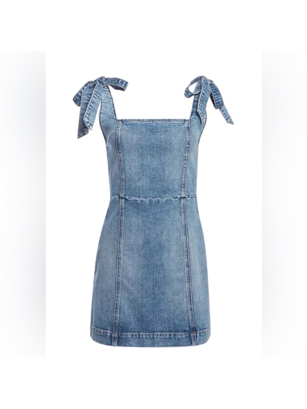 Maryann tie shoulder denim dress- Alice and Olivia
